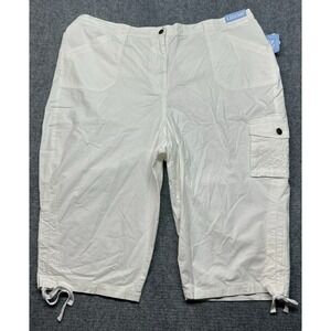 Liz & Me Shorts Womens Size 24W White Pockets Solid Button Zip High Rise New